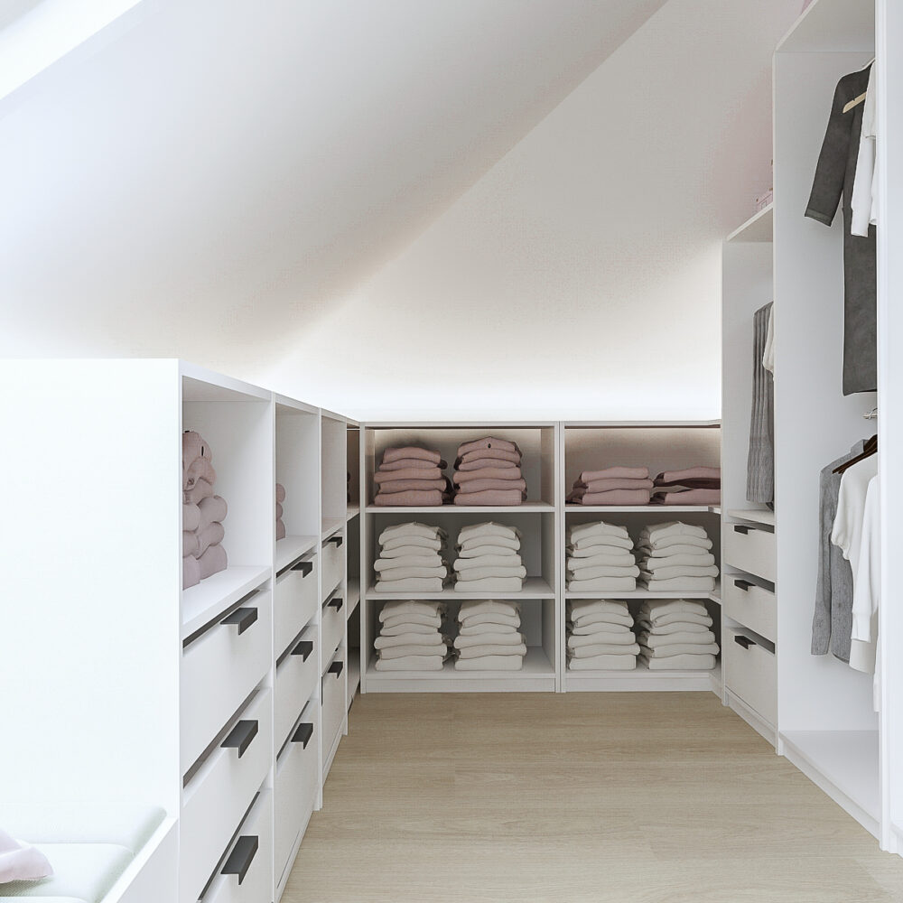 Garderoba dla nastolatki na poddaszu