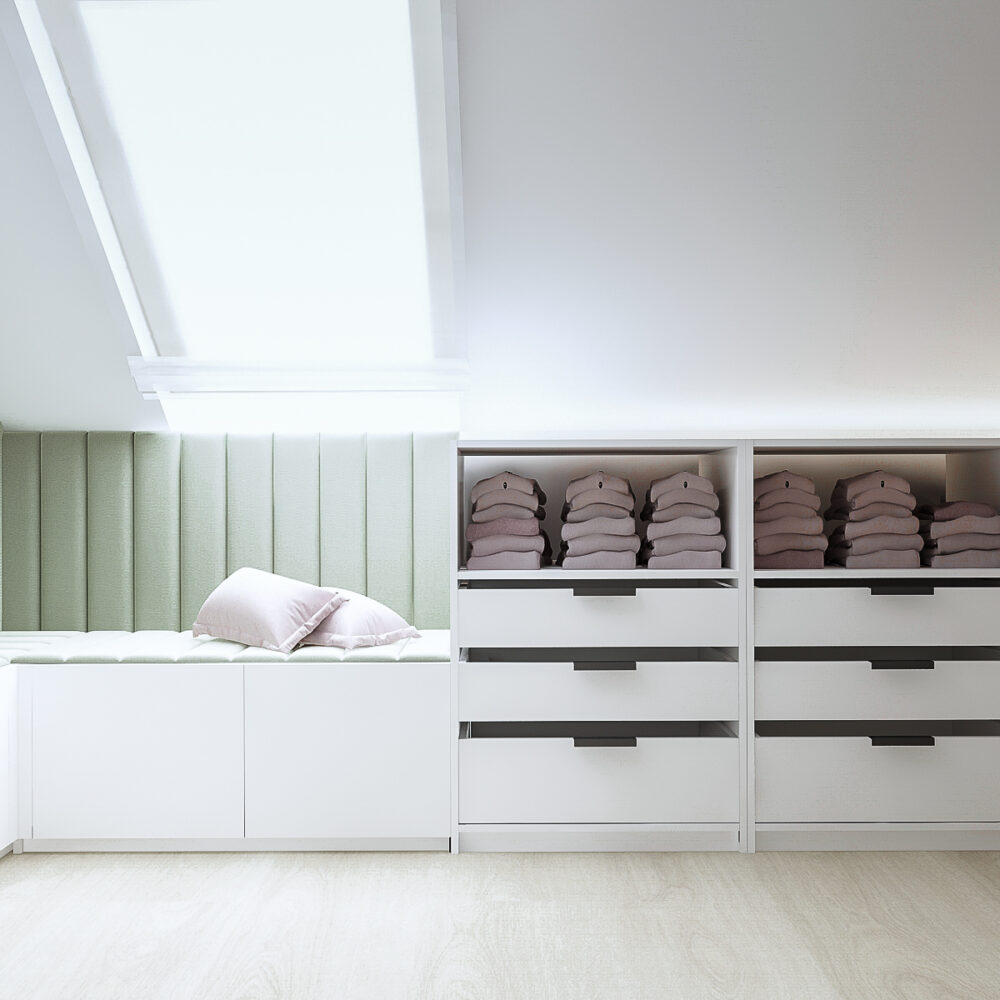 Garderoba dla nastolatki na poddaszu